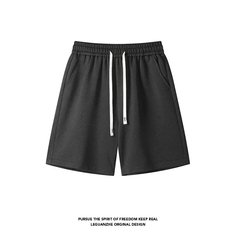 Retro Sport Style Men's Loose Fit Drawstring Straight Leg Shorts Casual Versatile Summer Five-Quarter Length Pants