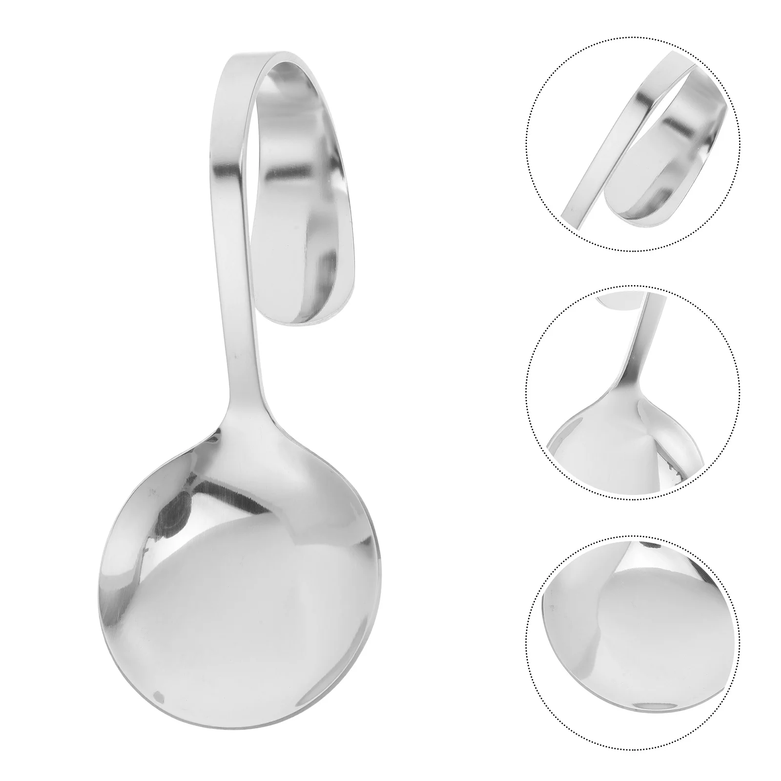

4Pcs Curved Handle Spoons Rustproof Salad Scoops Party Supply Home Kitchen Utensils Salad Spoons Stainless Steel Spoon