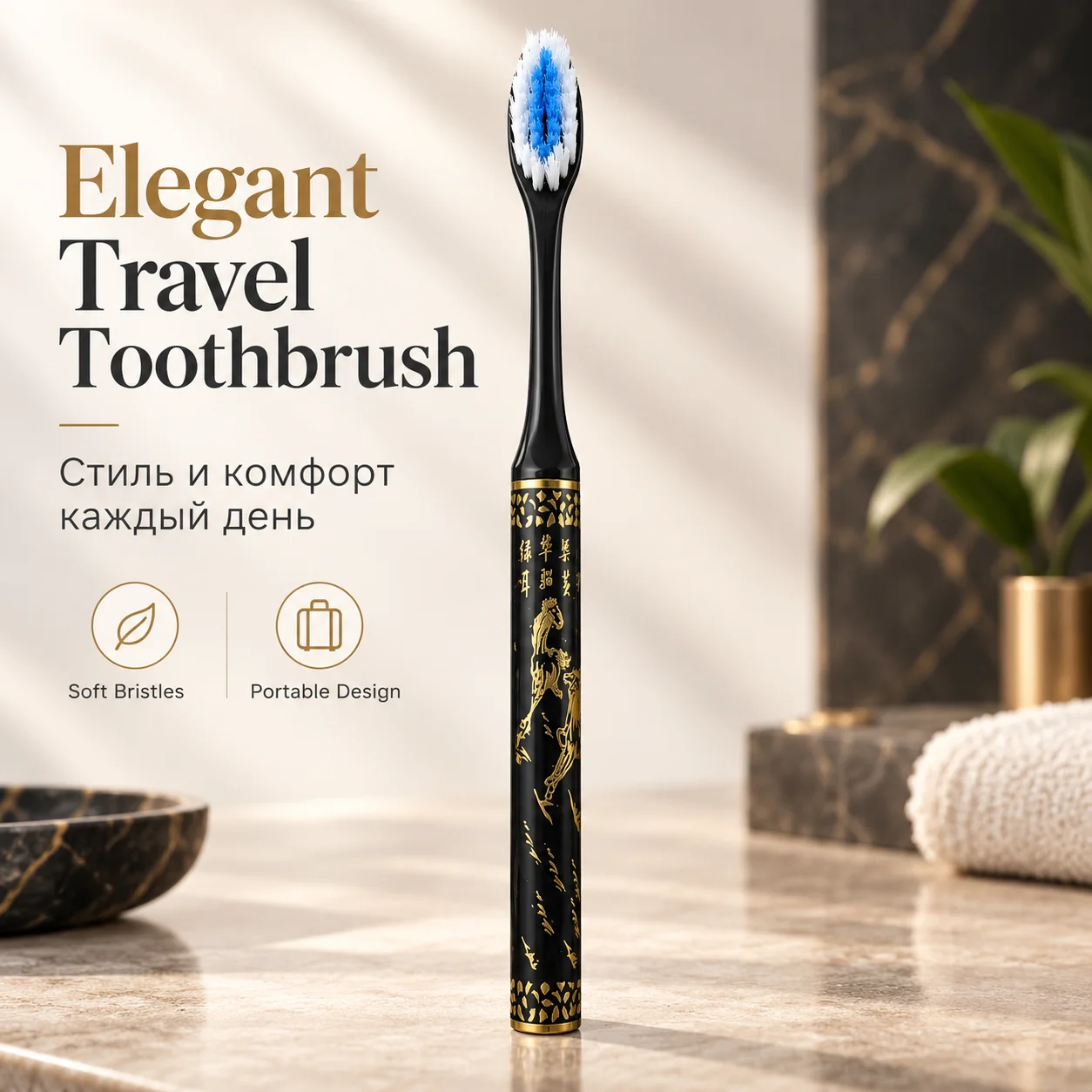 Portable Travel Toothbrush Set with Storage Case, Includes 1 Toothbrush Handle & 2 Replaceable Brush Heads, Ideal for Adults for Business Trips, Dormitory and Daily Use