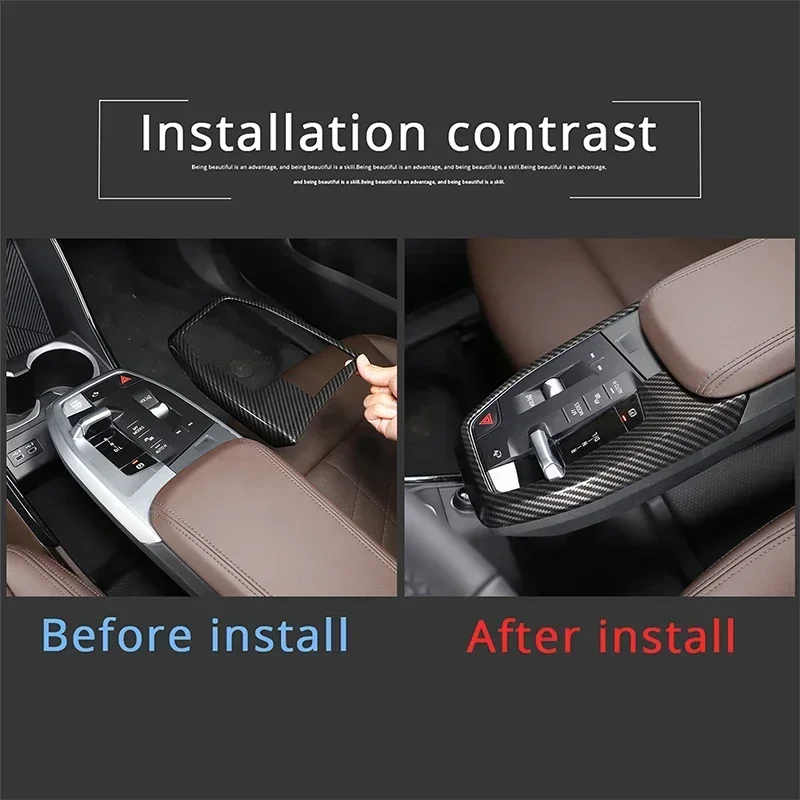 For BMW X1 IX1 U10 U11 2023-2024 Car Central Control Gear Panel Decorative Frame Sticker ABS Carbon Fiber Interior Accessories