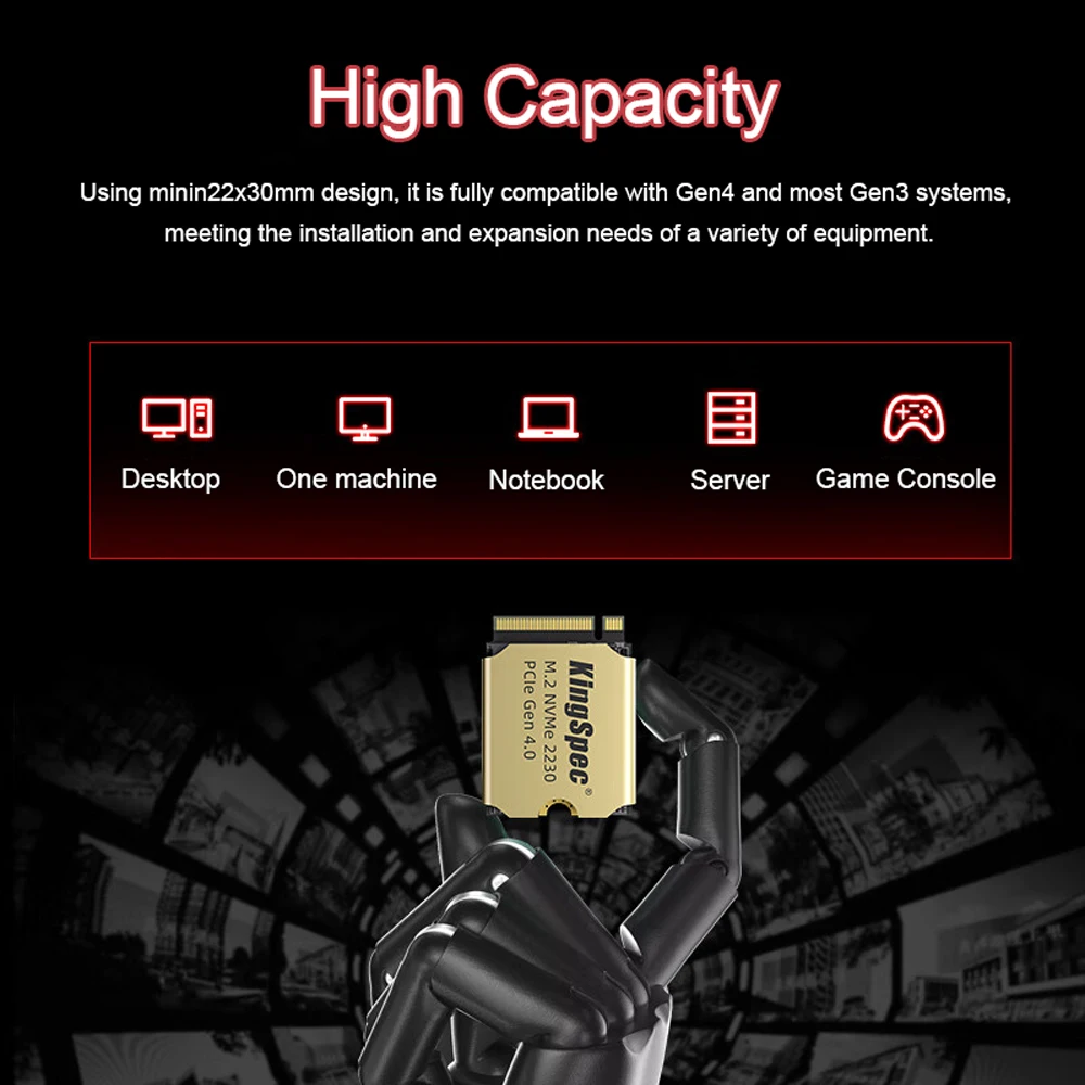 KingSpec M2 NVMe SSD 1TB Hard Disk M.2 PCIe 4.0x4 SSD 2230 Internal Solid State Drive For Steam Deck PS5