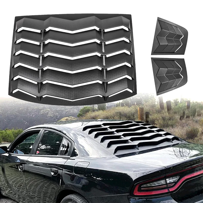 Rear & Side Window Louvers Windshield Sunshade Cover Fits for Dodge Charger 2011-2022 in GT Lambo Style ABS Matte Black