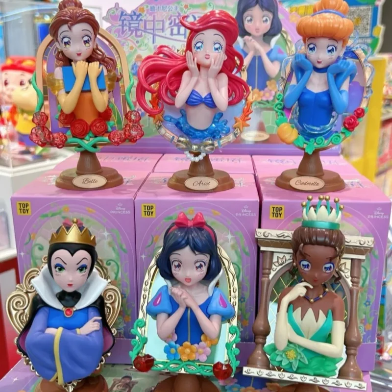 

Disney Princess Mirror Secret Series Blind Box Mysterious Ariel Cinderella Aurora Snow White Jasmine Model Garage Kit Doll Toys