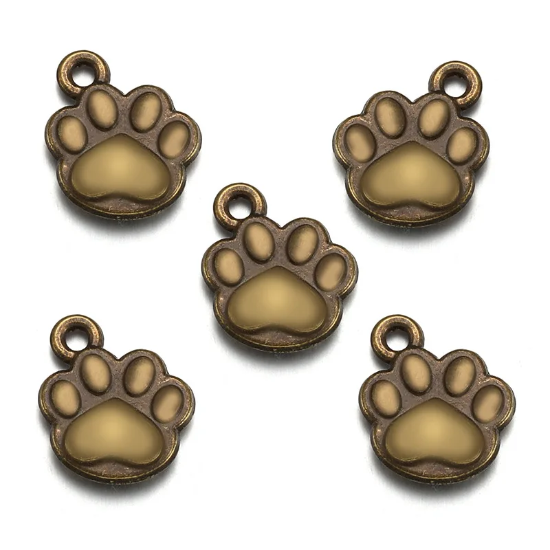 WZNB 20PCS Dog Paw Print Charms Alloy Jewelry Pendant Accessories Pendant Jewelry for Making Keychain Necklace Decorative