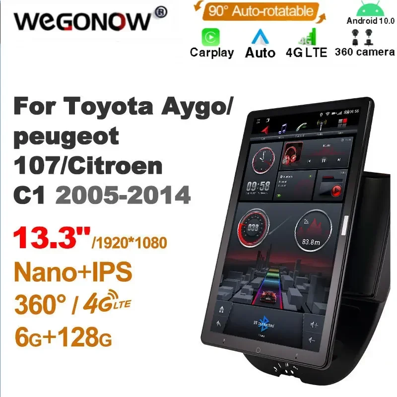 Android 10.0 Ownice Car Radio Auto for Toyota Aygo 2006-2013/peugeot 107-2005-2014/Citroen C1 2005-2014 13.3'' No DVD 1920*1080