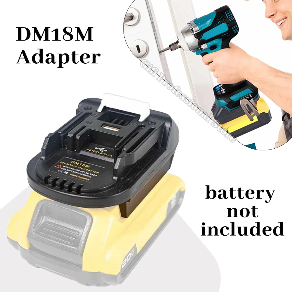 Convertidor de batería de litio Dm18M, adaptador de herramienta de cargador de iones de litio de 20V a 18V para baterías Milwaukee Makita Bl1830