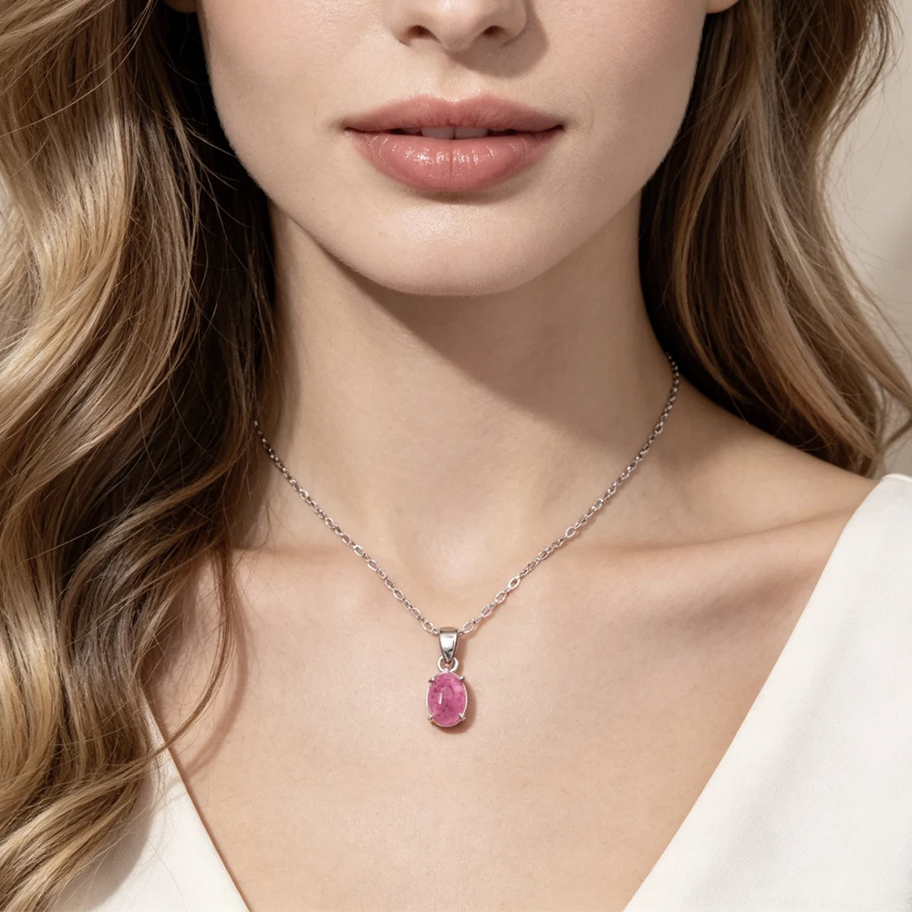 100% Natural Ruby Pendant Sterling 925 Silver 0.9 Carat Gemstone 5*7mm Origin Africa Necklace for Women Wedding Party Jewelry