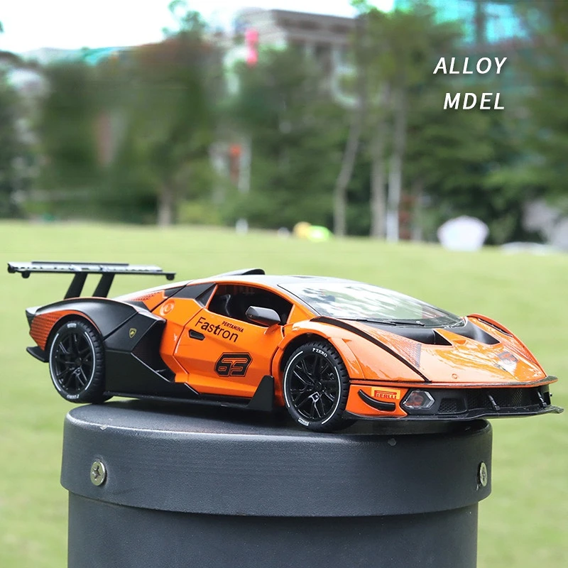 1:24 Lambos SCV12 Alloy Sports Car Model Diecasts & Toy Vehicles Simulation Sound And Light Pull Back Collection Toys Kids Gifts