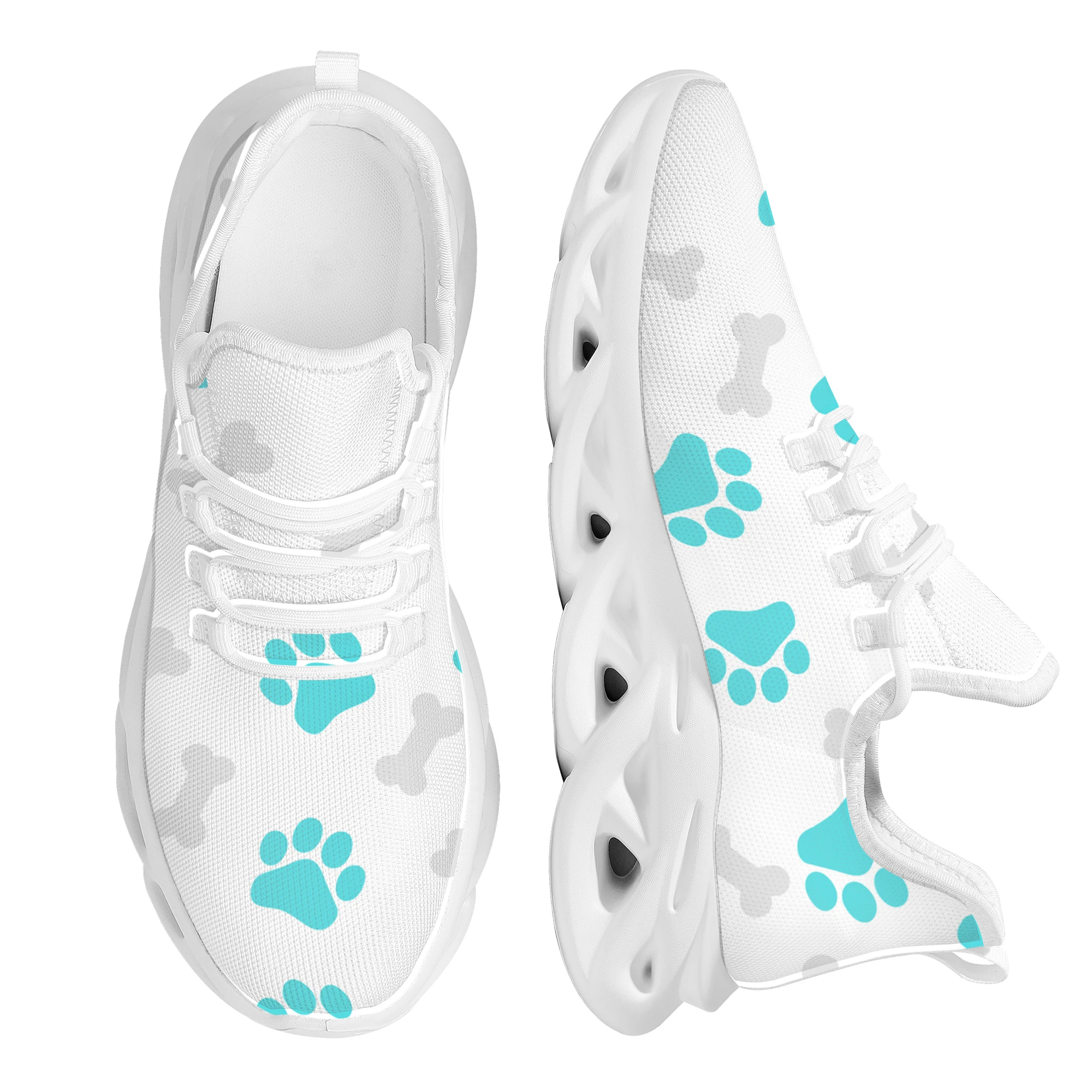 

INSTANTARTS New Arrivals Women's Lace up Mesh Swing Shoes Gradient Color Dog Paw Footprint Print Ladies Platform Sneakers 2022