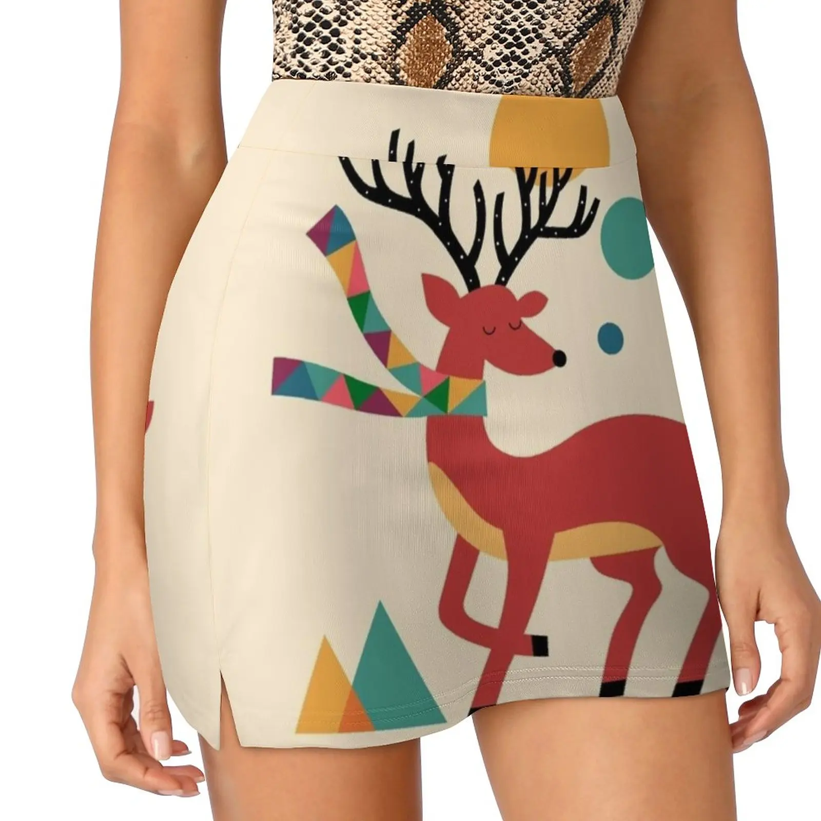 Deer Autumn Women's skirt With Pocket Vintage Skirt Printing A Line Skirts Summer Clothes Reindeer Autumn Deer Fall Harvest Joy