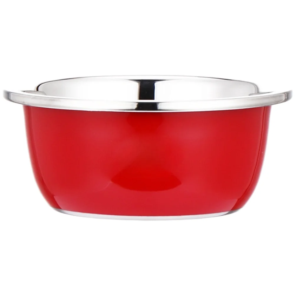 Stackable Bowls Stainless Steel Bowl Stackable Design Nesting Storage Dough Kneading Bowl Natural,Red For Home Cooking