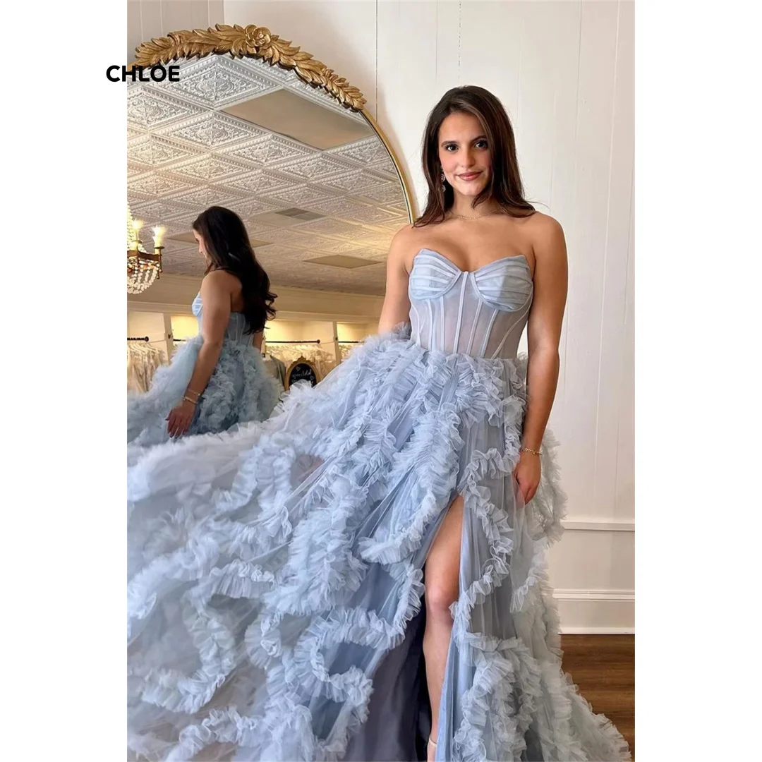 맞춤 제작 이브닝 드레스 여성 우아한 웨딩 파티 드레스 럭셔리 2025 오프숄더 라인 A 슬리브리스