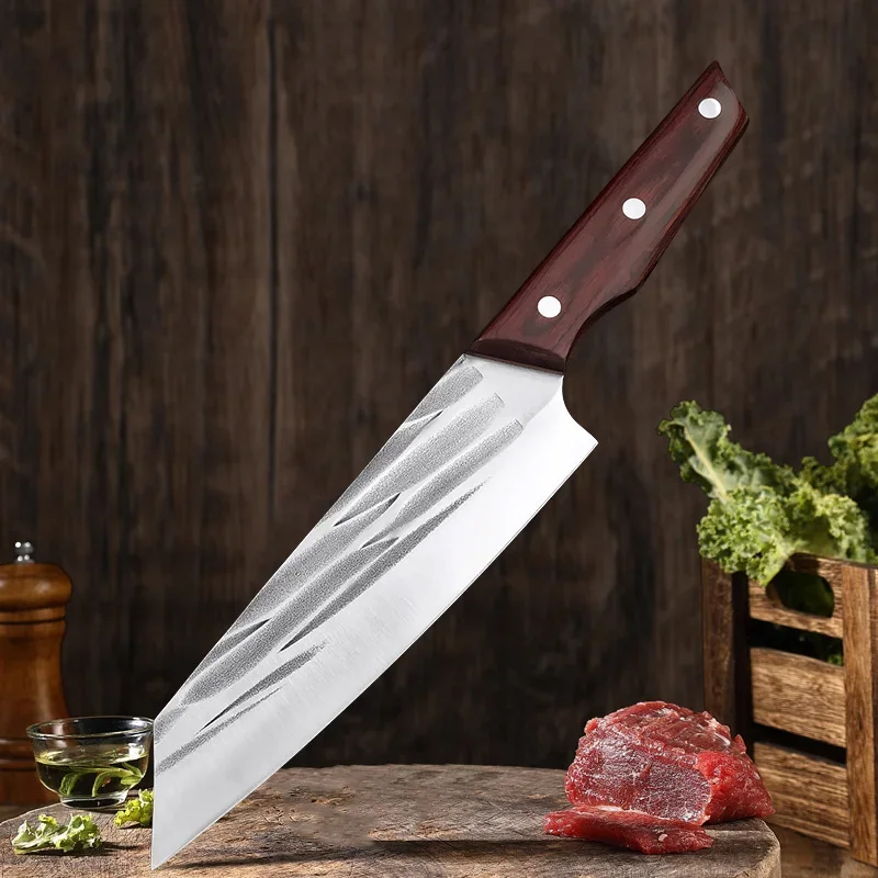 Utility Knife Cleaver Meat Chop Vegetable Kitchen Knives Hand Forged Blade Wood Handle Chef Butcher Boning Slicing Cooking Knife