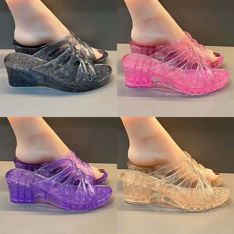

New fashion transparent women's casual slippers