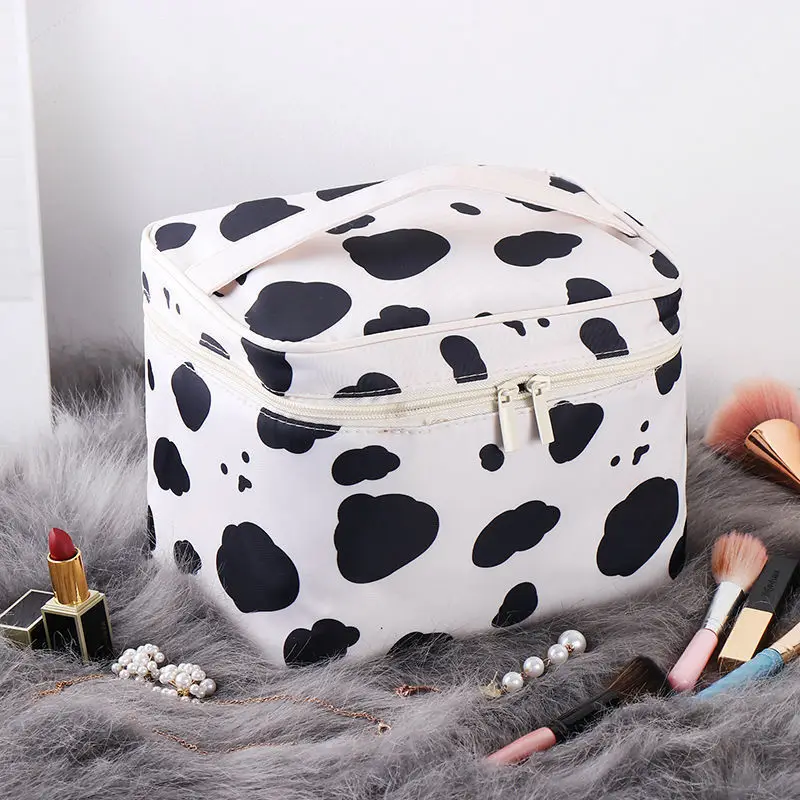 2024 New Cow Makeup Bag Large Capacity Portable and Simple Cartoon Skincare Product Storage Bag Washing Bag