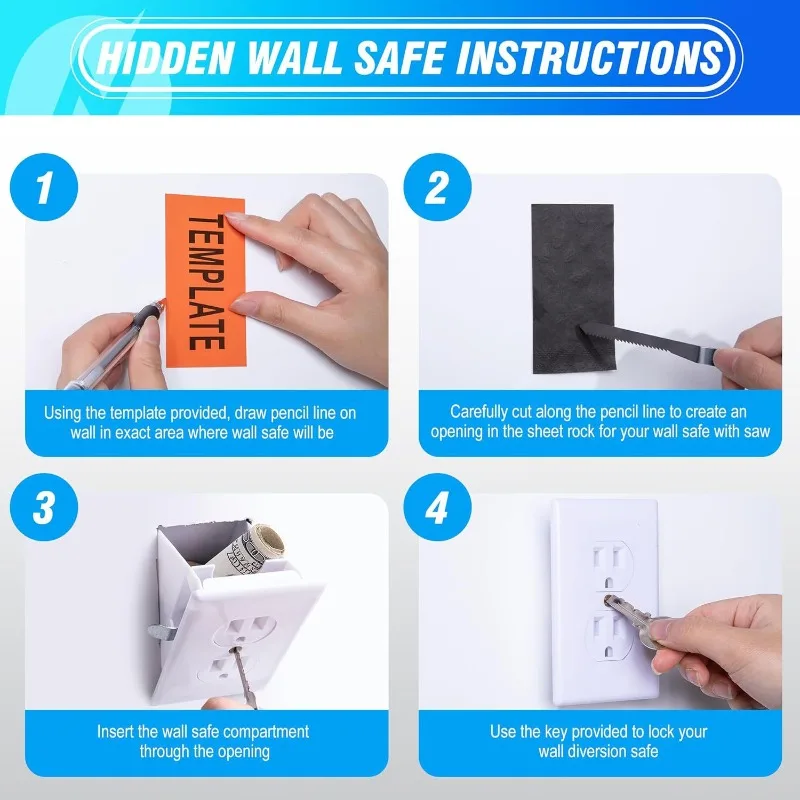 Easy-Install Wall Outlet Safe - Hidden Diversion for Valuables, Keys, Money & Jewelry - Non-Waterproof Plastic Security Box