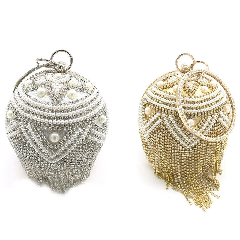 

Ball-Shaped Diamond Dinner Bag, Pearl Cosmetic Bag, Casual Clutch, All-Match Bag