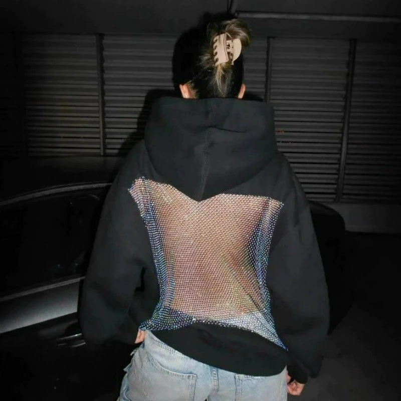 

Женская толстовка с капюшоном и вырезом на спине в американском стиле, повседневная, свободного кроя, с длинными рукавами, осенняя коллекция 2026