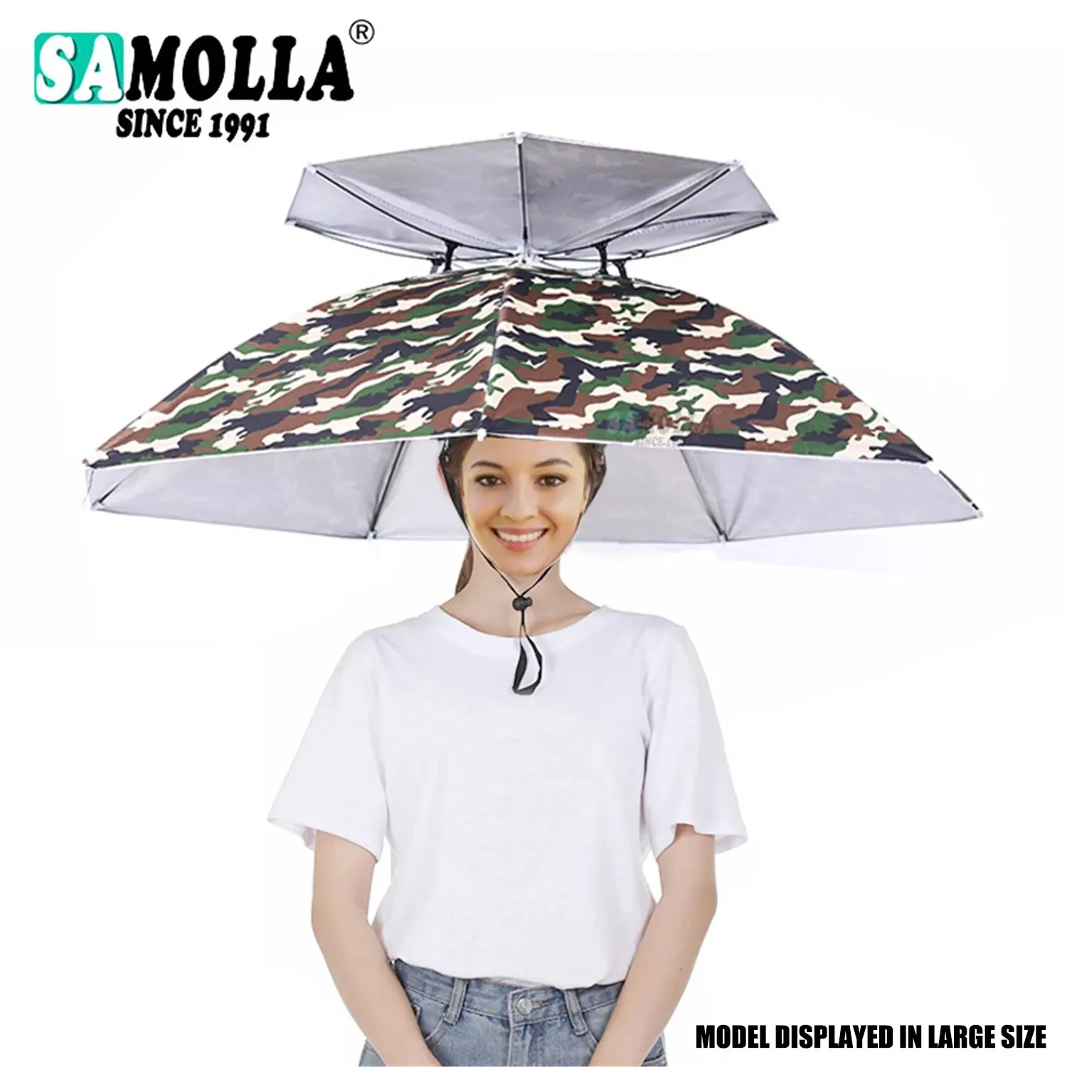 Rain Umbrella Hat Foldable Sun Shade Waterproof Fishing Headwear Cap Beach Head Hats Double-Layer UV Protection Sunscreen