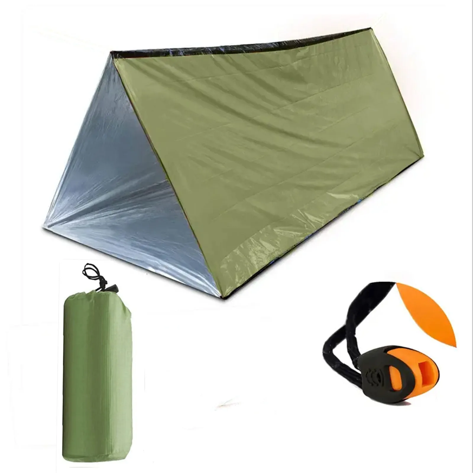 Emergency Shelter Bivy Survival Tent Kit Mylar Tube Tent Sleeping Bag Waterproof Outdoor SOS Thermal Blanket Reusable