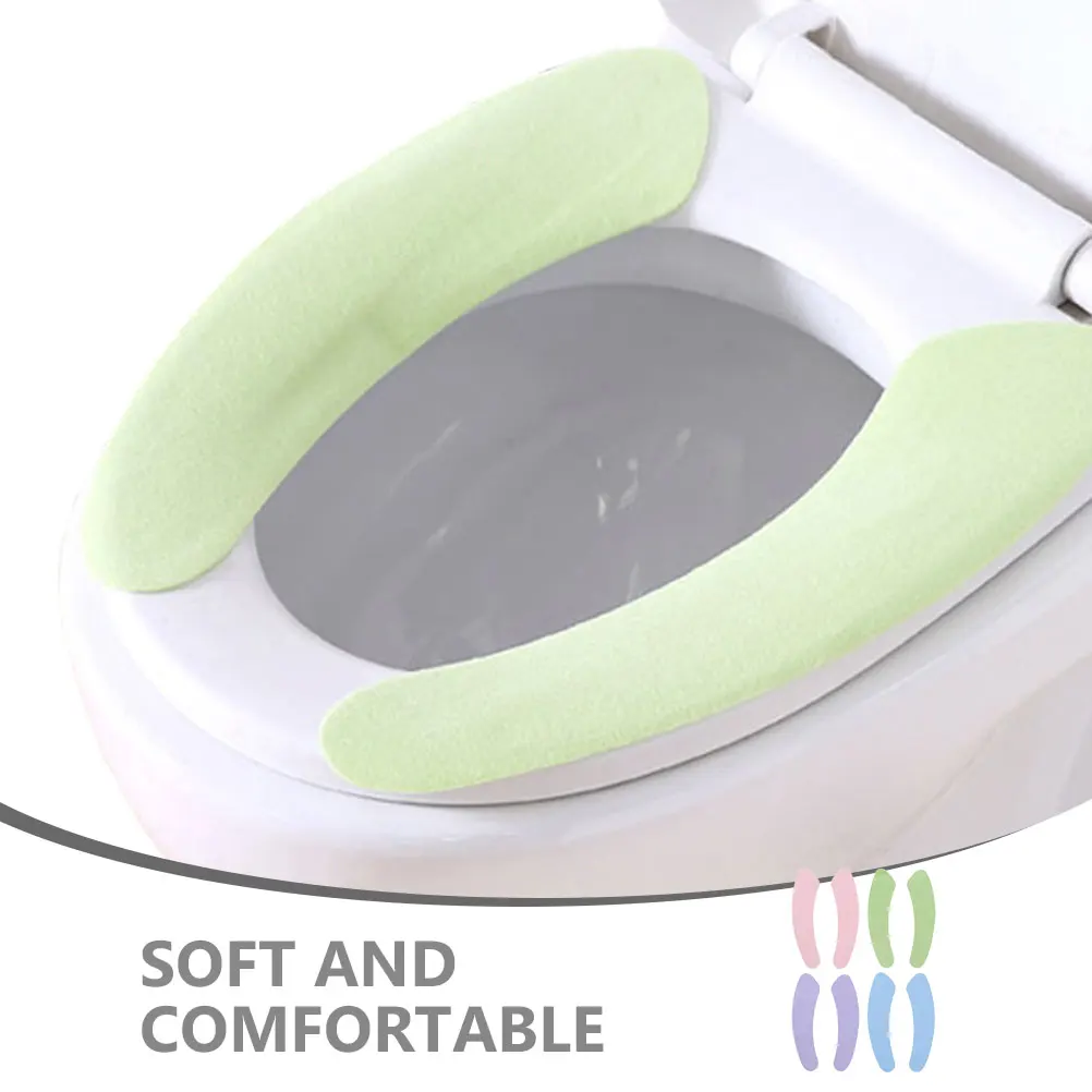 

4Pairs Toilet Seat Mat Washable Reusable Soft Crystal Velour PVC Cushion for Winter Warmth Self-Adhesive Easy Clean Comfortable