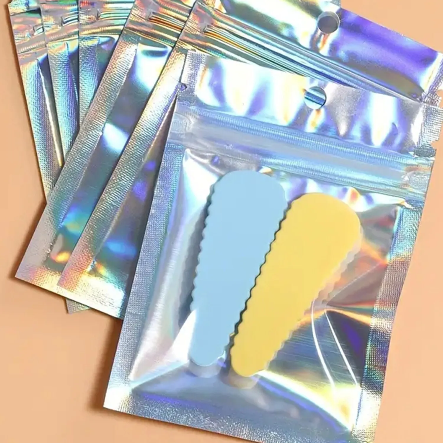 100 Piece Holographic Bag Laser Rainbow Pattern Self Sealing Bag Candy Bag and Front Window Sample Bag