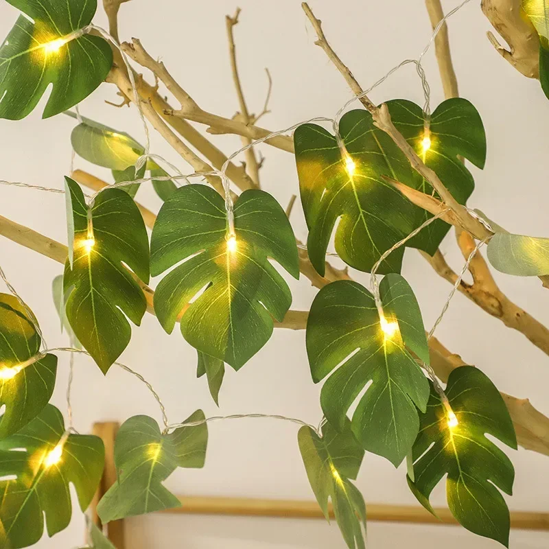 

1pc 10/20LED Artificial Turtle Leaves String Light Home Garden Wedding Baby Shower Hawaii Jungle Theme Birthday Party Decoration