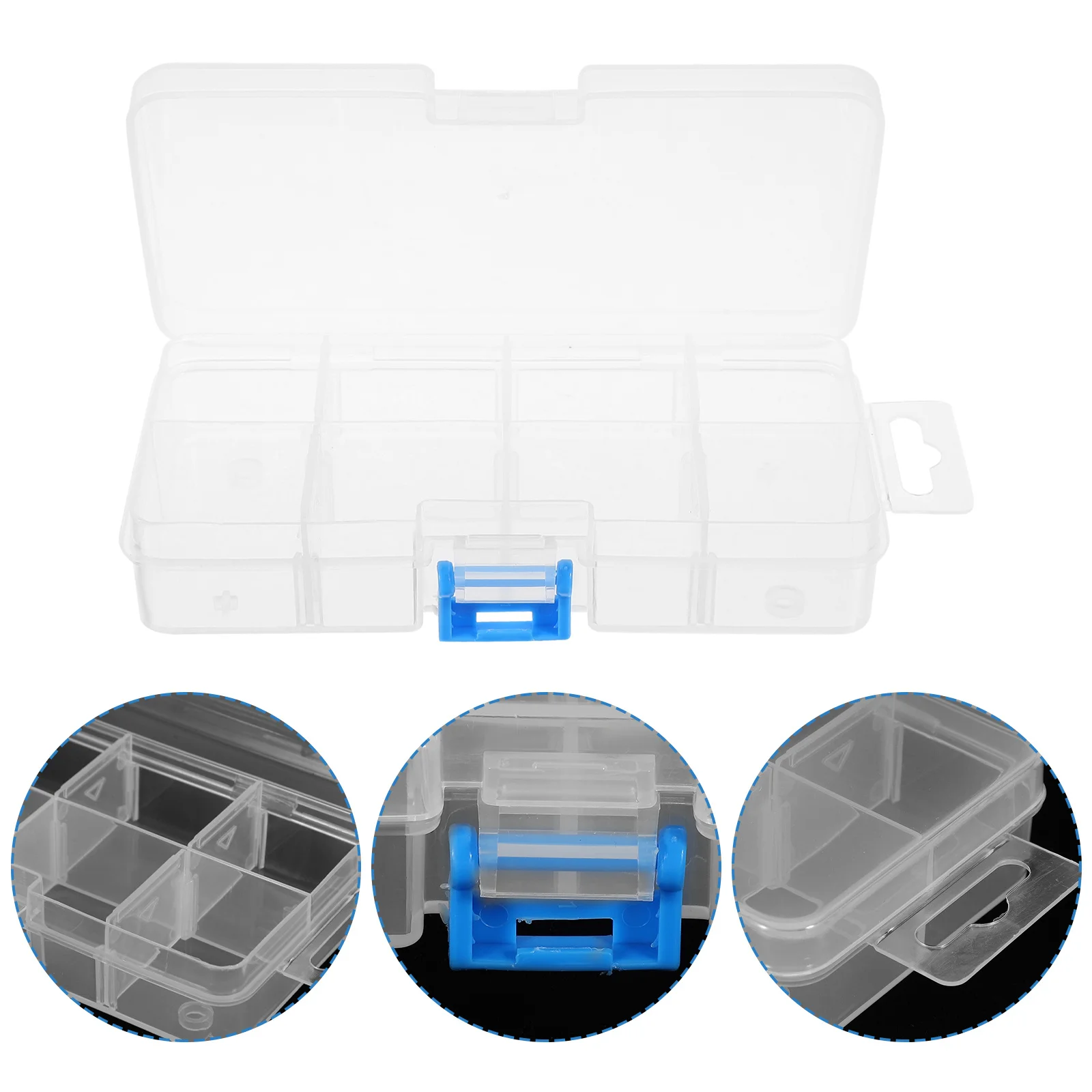 Caja de joyería transparente, estuche de almacenamiento de herramientas para uñas, 8 ranuras, organizador de escritorio a prueba de polvo, soporte de exhibición de maquillaje