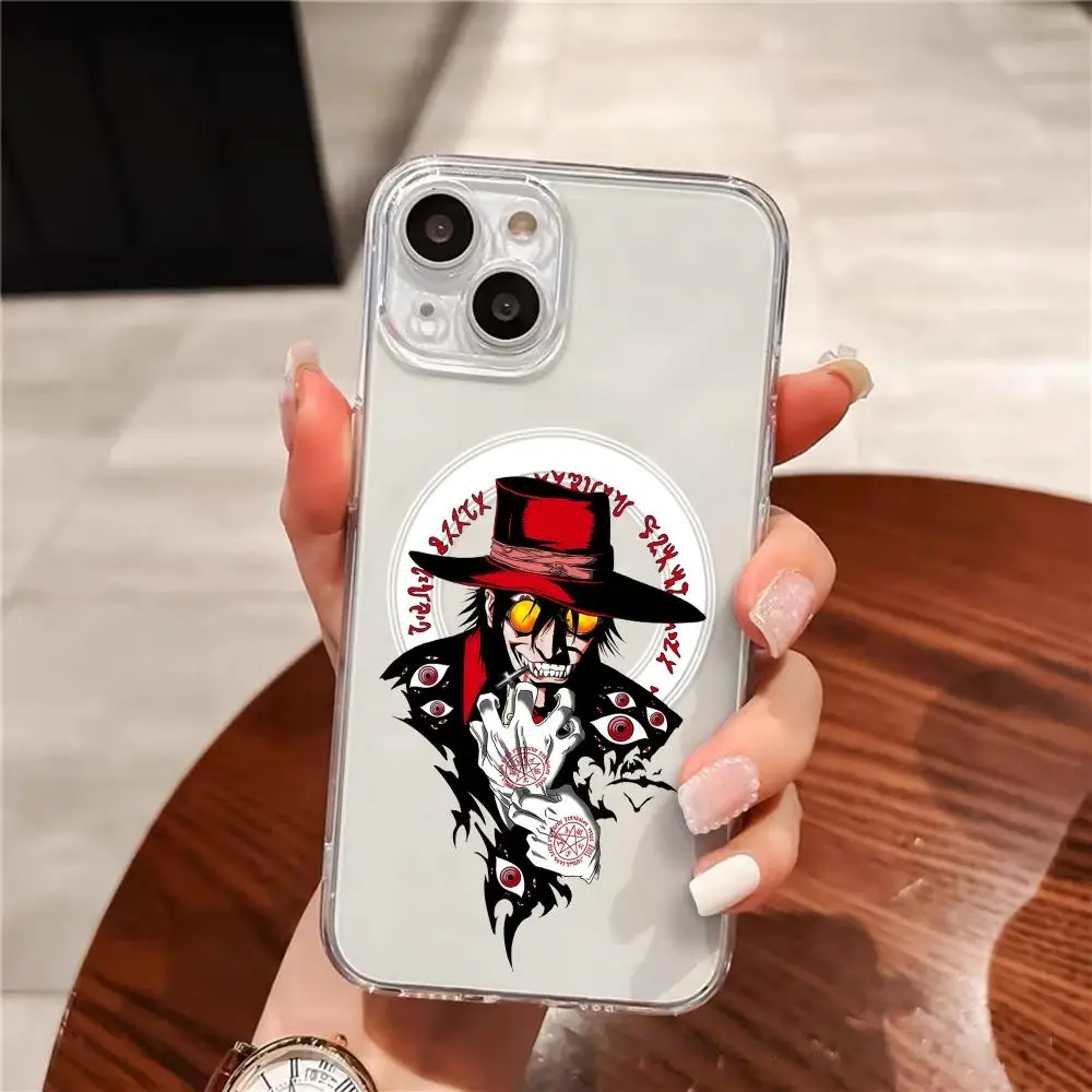 Alucard H-Hellsing Anime Phone Case For iPhone 17-12 Pro Max Plus Magnetic Clear Case Slim Wireless Charging Magsafe Compatible