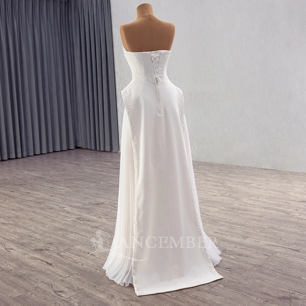 Romantic Sexy Backless A-line Bridal Gowns Customized Sleeveless Pleated Wedding Dresses Bride Party Clothes vestidos de novia