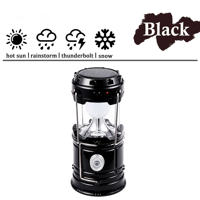 Outdoor zonne-kampeerlamp multifunctionele 4-in-1 draagbare lamp voor kampeeruitrusting en tenten oplaadbare LED-zaklamp