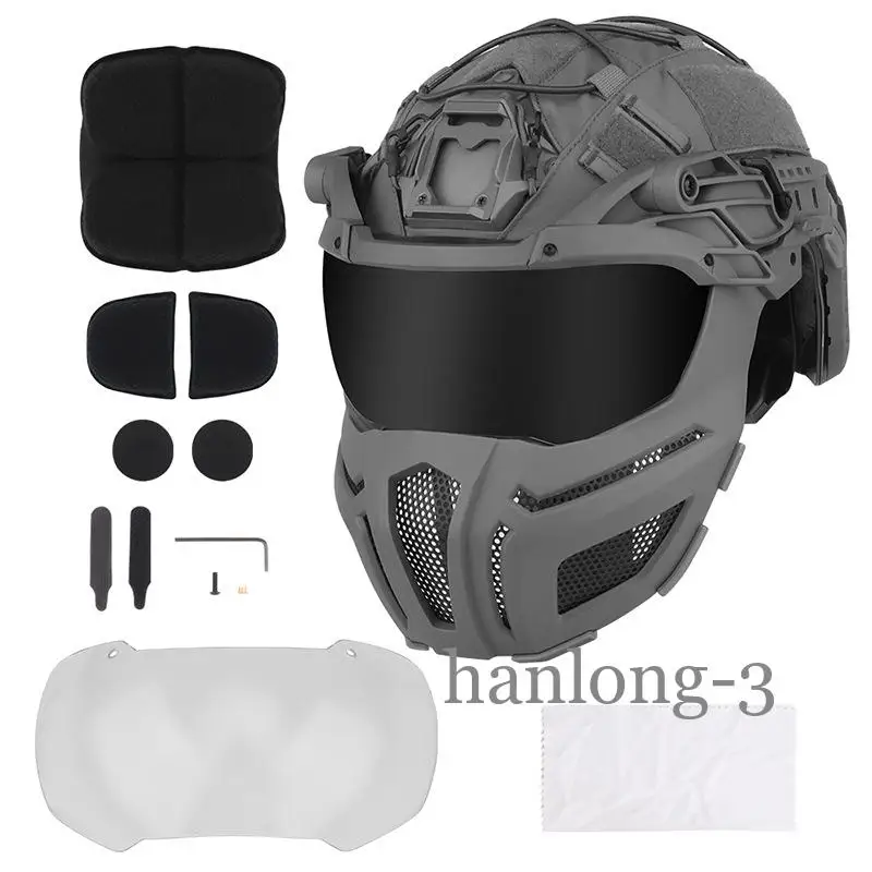 Full Protective Version Face Mask, Eye Protection Lens Helmet, Detachable Helmet, Outdoor Tactical Airsoft