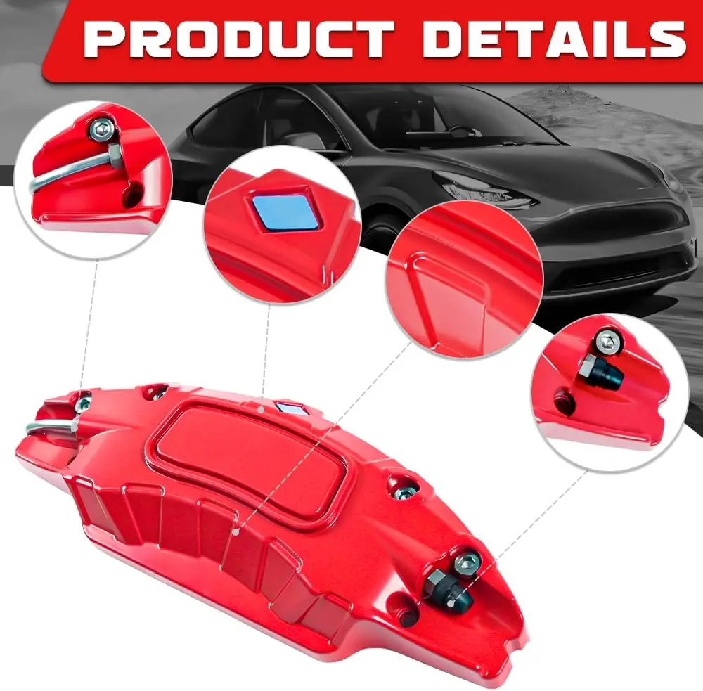 Brake Caliper Cover For Tesla Model 3 Model Y 2017-2024 For Model 3 Highland Accessories 18 19 20 Inch Wheel Hub Set Of 4Pcs