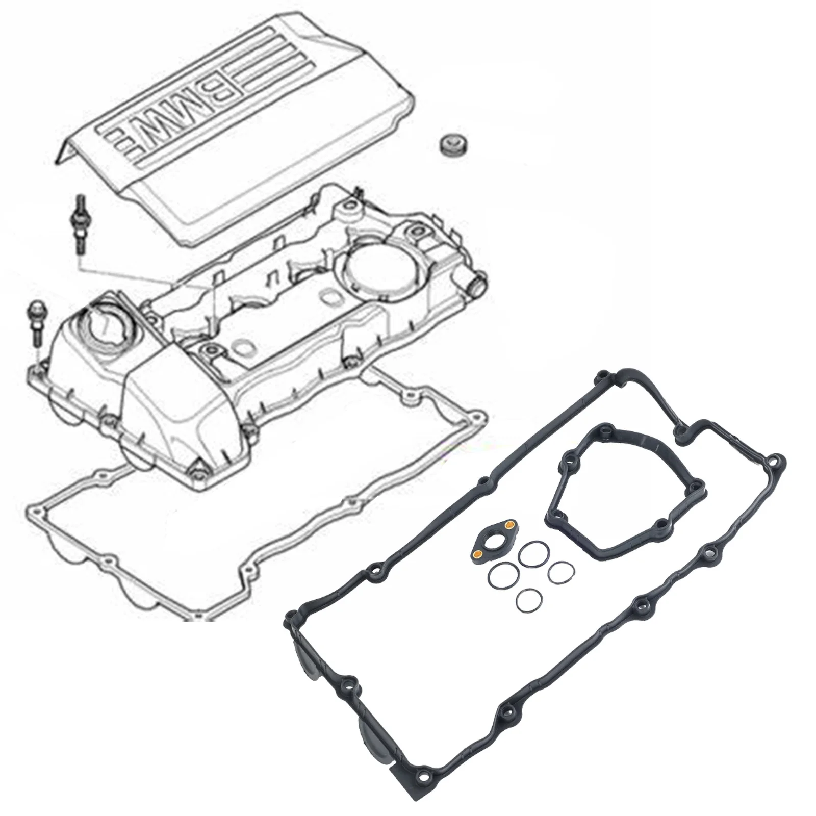 Car Engines Valve Cover Gasket Replacement parts For BMW E87 120i E46 318i E90 320i X3 N46 N42 2004 2005 2006 2007 11120032224