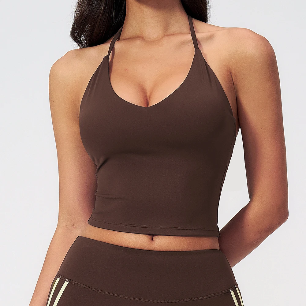 Soutien-gorge de sport d'été pour femme, push-up, respirant, pour le yoga, la gym et le fitness, type crop top