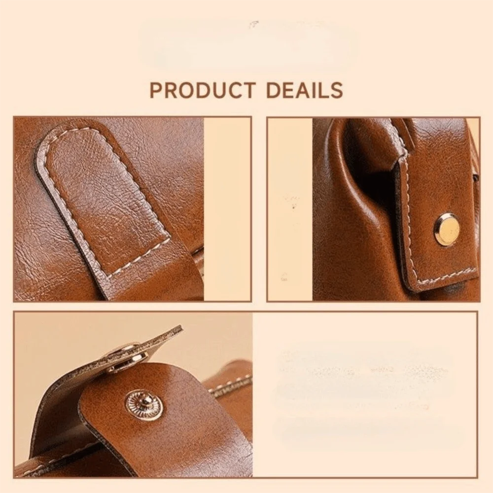 

Винтажный кошелек для монет из искусственной кожи, большая вместимость, однотонный, чехол для наушников, портативный, на кнопке, органайзер для косметики