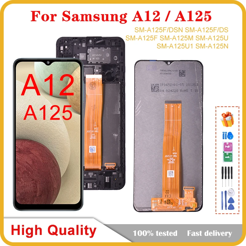 

6.5"Original For Samsung Galaxy A12 A125 LCD Display Touch Screen Digitizer Assembly For Samsung A125F A125F/DSN LCD replacement