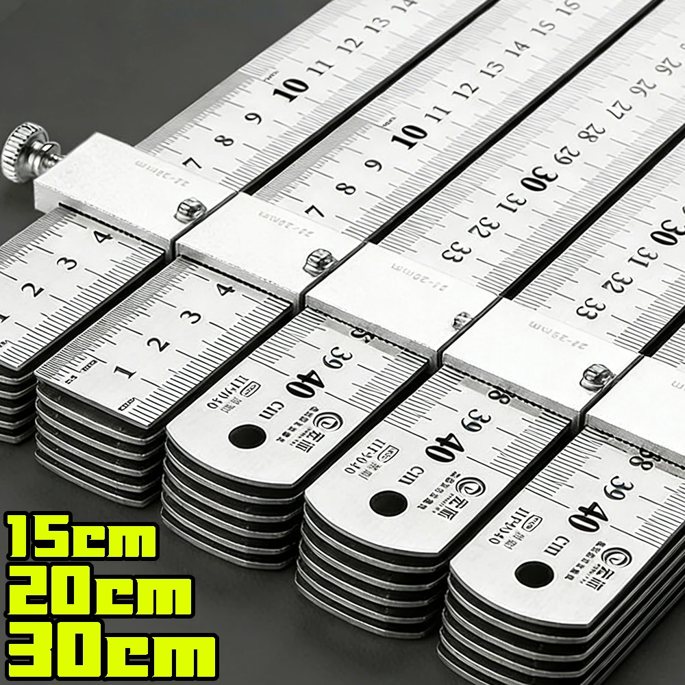 

Double Sided Positioning Ruler Stainless Steel with Scriber Slider Block Measuring Tool Carpenter Marking Gauge Hand Tools