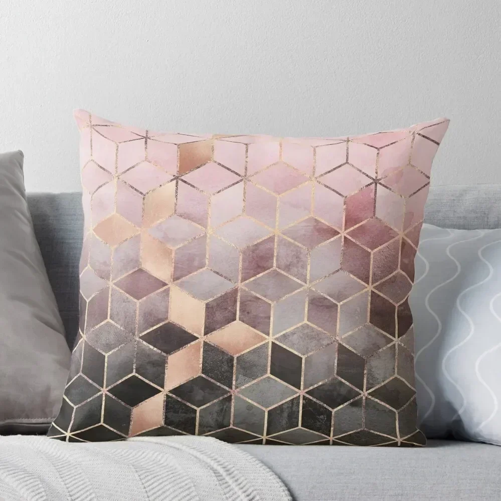 

Pink And Grey Gradient Cubes Throw Pillow Christmas Pillow Throw Pillow Couch Cushions Rectangular Cushion Cover