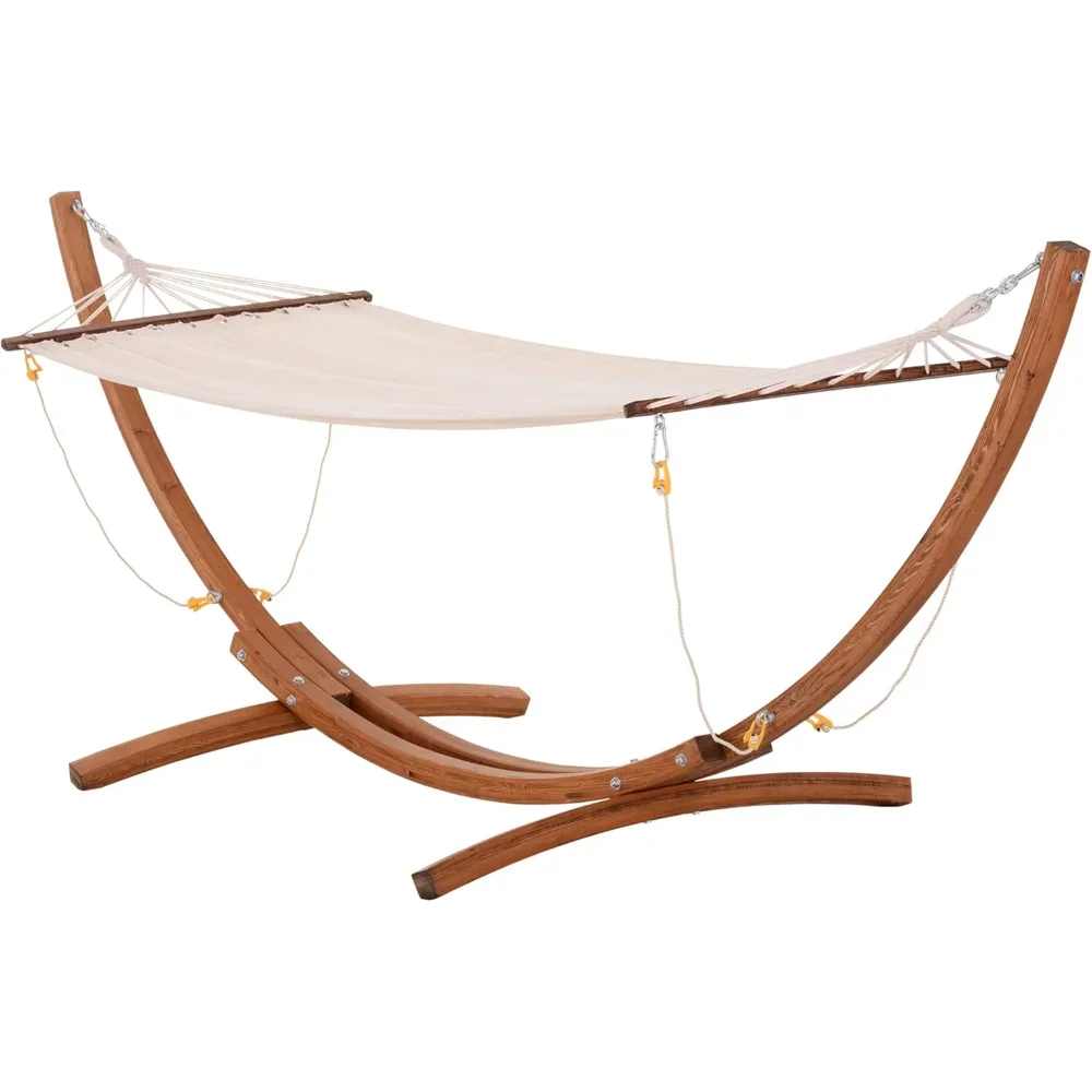 

10' Wood Outdoor Hammock, Hammock with Stand Rainbow Bed, Heavy Duty Roman Arc Hammock for Single Person for Patio Backyard