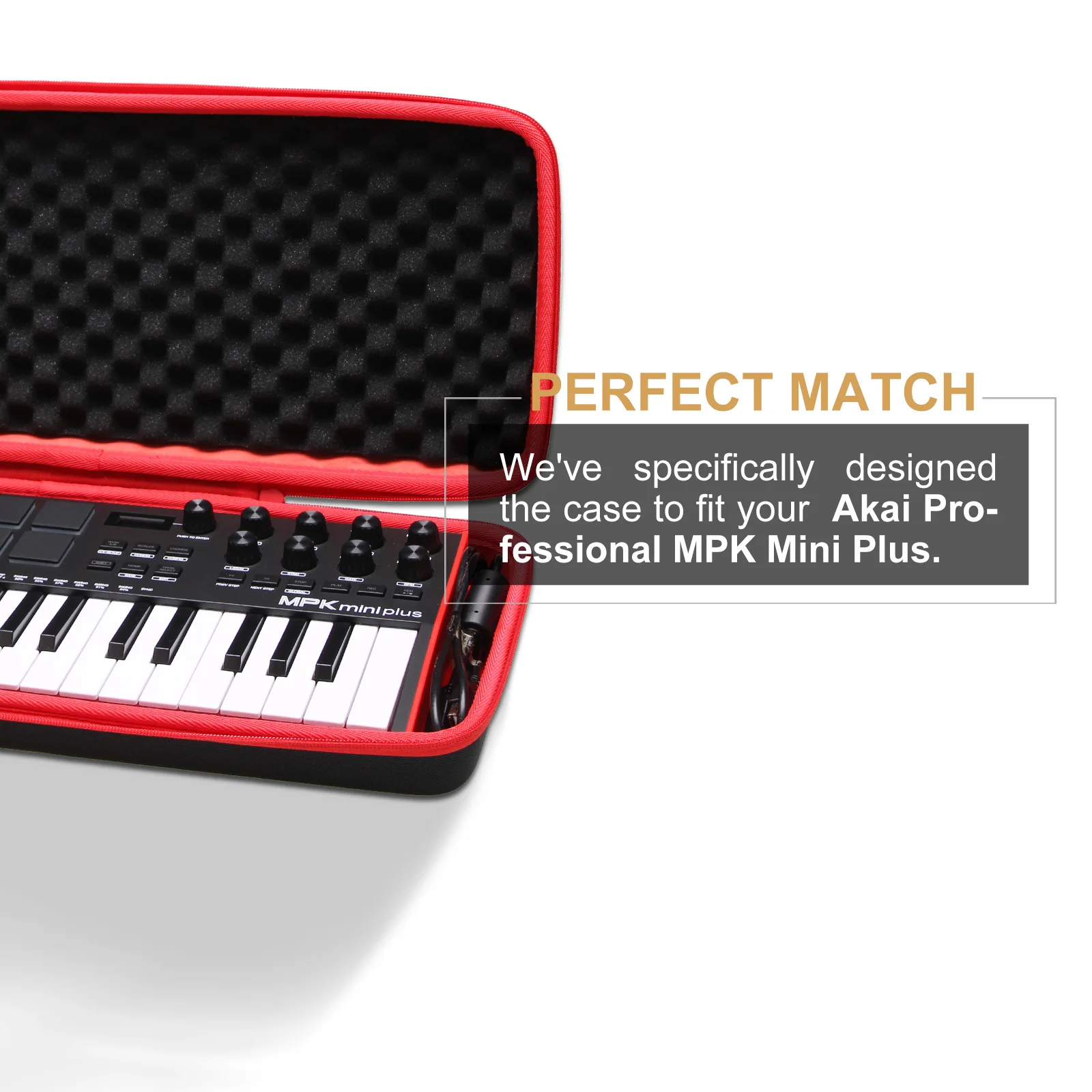 EVA Hard Case for Akai Professional MPK Mini Plus USB MIDI Keyboard Controller Protective Carrying Storage Bag(only bag)