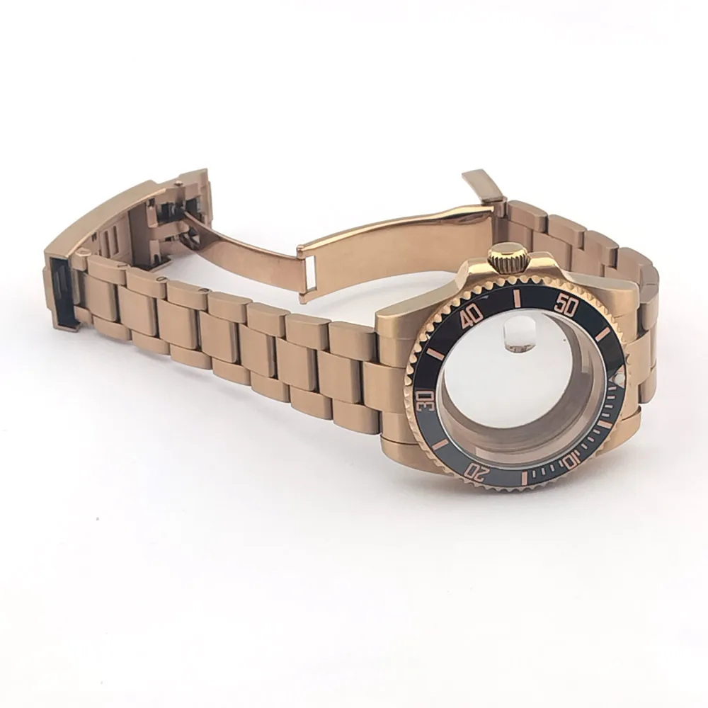 40.5 مللي متر حافظة ساعة ميكانيكية تناسب NH35 NH36 حركة الياقوت عدسة الفرعية وردة من الستانليس ستيل الذهب حافظة ساعة أجزاء اكسسوارات #6