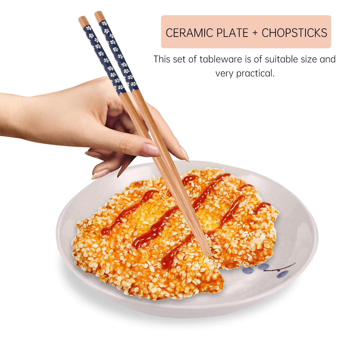 

Cute Tableware Japanese Korean Chopsticks Blue Plates Style Dinnerware Pasta Chinese
