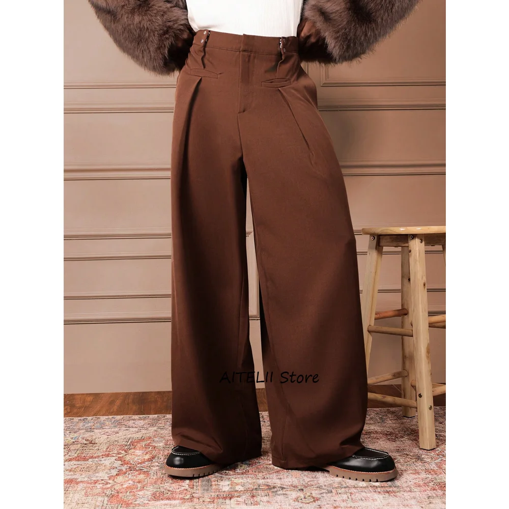 

Повседневные брюки, мужские удобные широкие брюки свободного покроя для мужчин, стильные однотонные прямые брюки из полиэфирного волокна