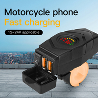 36W Motorcycle Charger Waterproof Cover Dual USB QC3.0 Fast Charging Adapter 12V-24V Quick Charger Adapter Motorbike Electronics