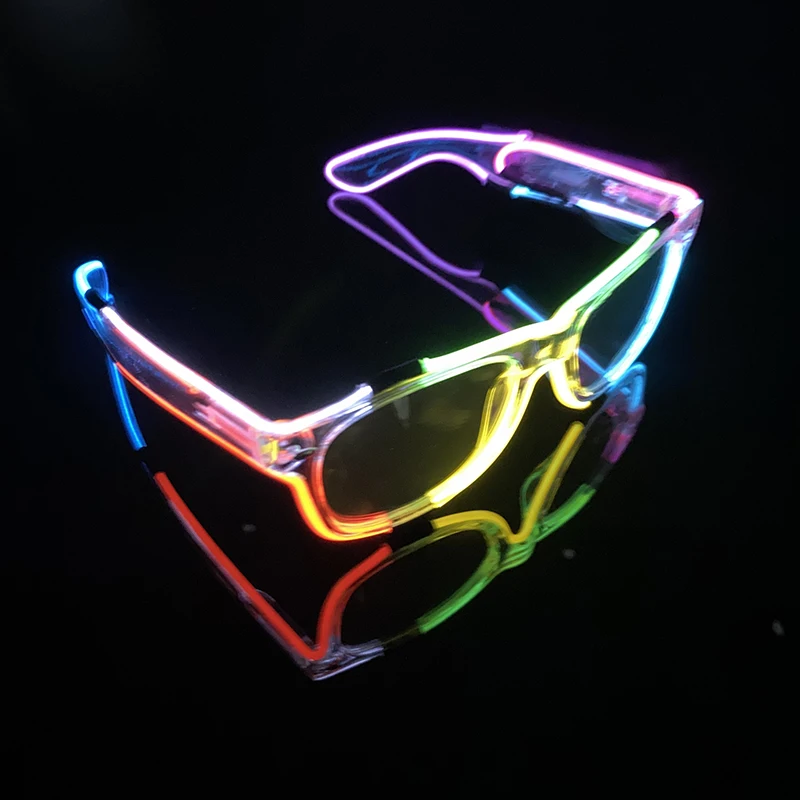 Wireless Glowing Eight Color Rainbow Illusion Glasses Night Club Concert Rave Accessories Luminous Eight Color Rainbow Glasses