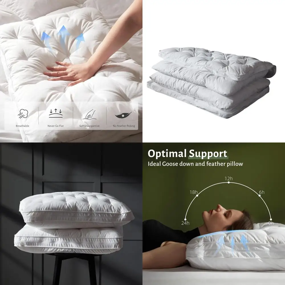 

Queen Size Adjustable Layer Pillow with Goose Down and Cotton Cover 20x28