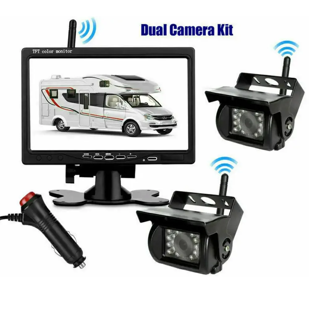 

Bileeko 7" Wireless Backup Rear View Camera System Monitor Night Vision For RV Truck Bus