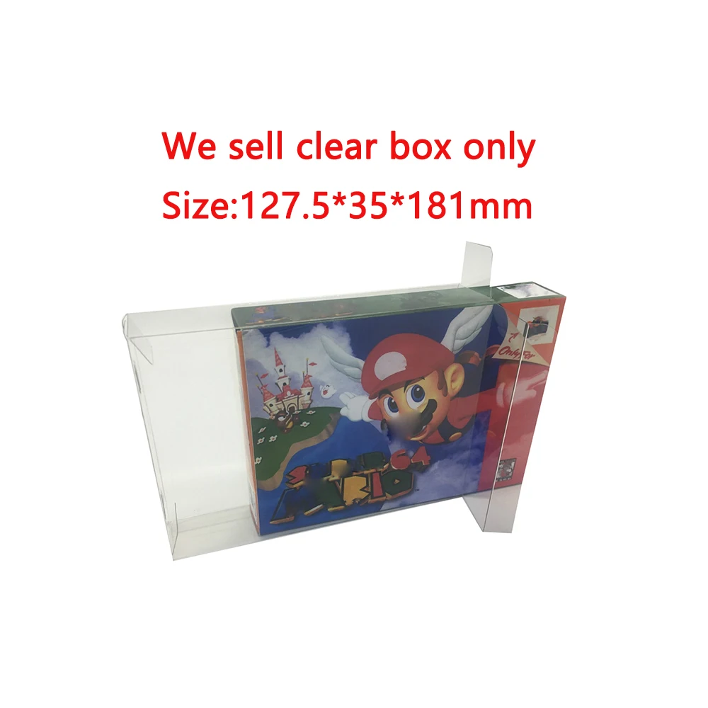 

200PCS Transparent PET plastic cover For N64 US version game card colorful box storage display collection box