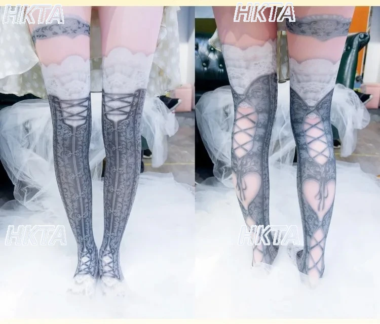 Collants Lolita imprimés Cool Y2k pour filles, nouvelle collection d'été Harajuku JK pour filles, Leggings ajustés pour Cosplay, bas Coplay Sexy pour femmes